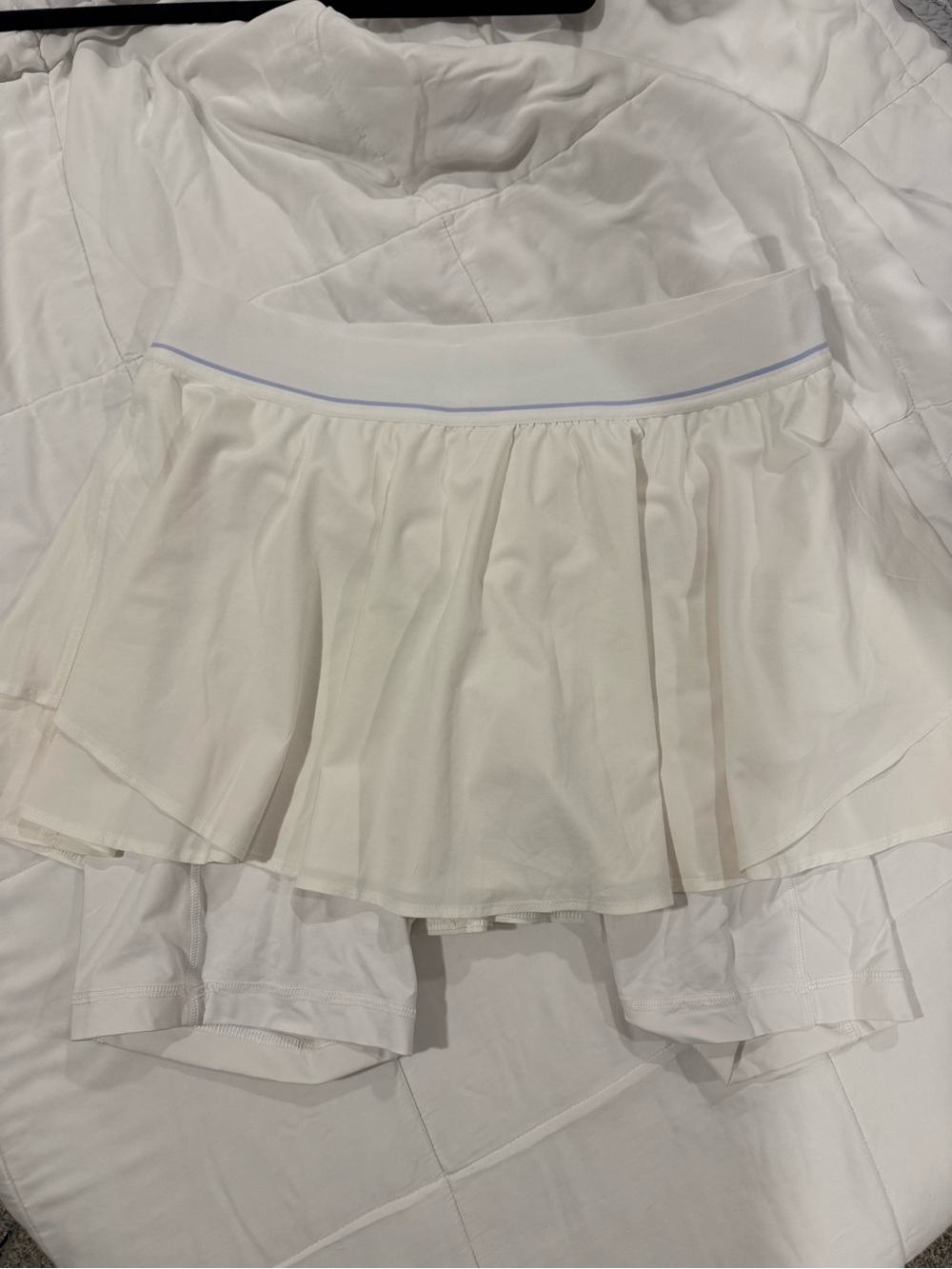 White Tennis Skort with Light Blue Waist Trim